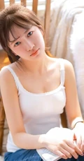马尾发型匀称少女清新好看牛仔裤写真图片