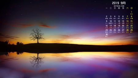 2019年9月清新唯美的花草树木等日历桌面壁纸图片