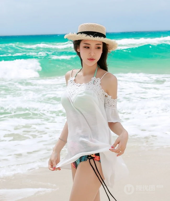 韩国气质女生朴多贤海边沙滩泳装气质诱人写真