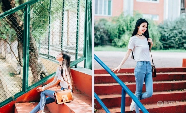 牛仔裤可爱女生怀旧街拍写真 80年代的回忆