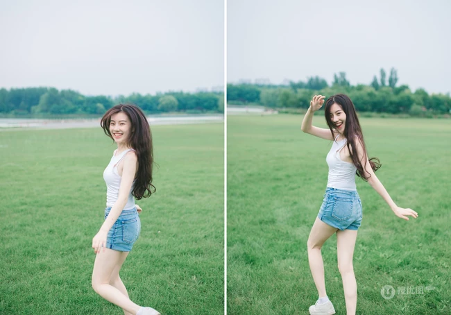 夏末-清纯短裤亚洲少女户外玩水清透高清写真