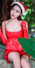 女生嫩模徐妍馨Mandy大红睡裙贺新春写真