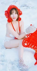 雪地里的清新美模徐cake 唯美户外家居写真美图