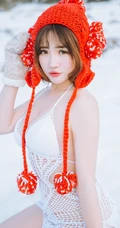 雪地里的清新美模徐cake 唯美户外家居写真美图