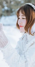 雪地里的清新美模徐cake 唯美户外家居写真美图