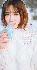 雪地里的清新美模徐cake 唯美户外家居写真美图