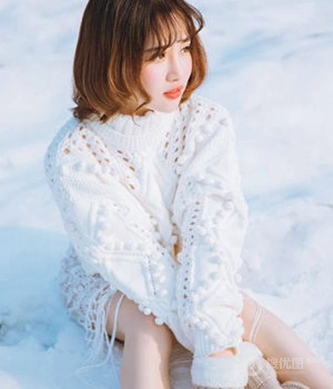 雪地里的清新美模徐cake 唯美户外家居写真美图