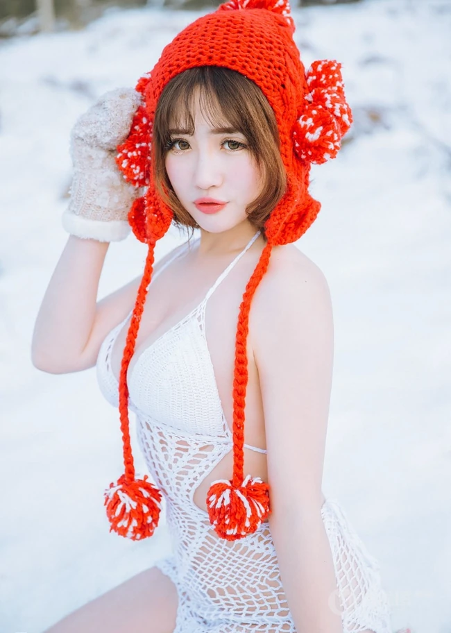 雪地里的清新美模徐cake 唯美户外家居写真美图