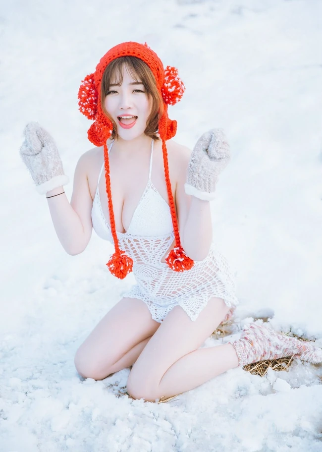 雪地里的清新美模徐cake 唯美户外家居写真美图