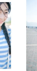 清新萌妹海边渡口休闲写真