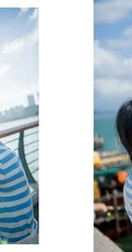 清新萌妹海边渡口休闲写真
