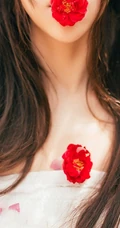 大眼美萌清新蔷薇花少女温暖春意户外写真