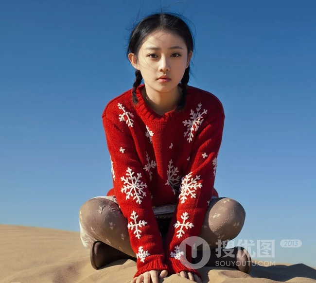 超纯美萌妹户外沙漠唯美写真 纯纯的你与蓝蓝的天