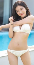清新女模施忆佳KITTY白色比基家居服度假高清写真