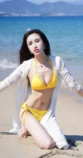 女生模特Eva_茜茜气质高清泳装海边写真