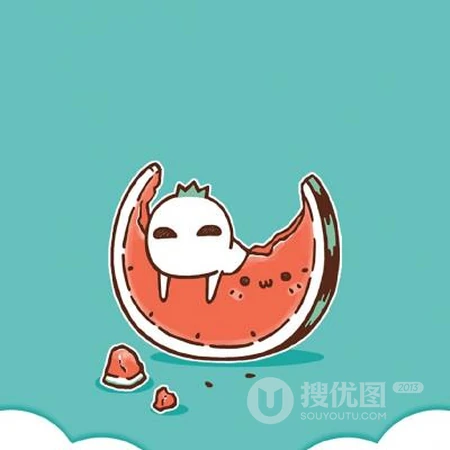 集体吃瓜，超萌可爱Q版动漫人物吃西瓜头像大全