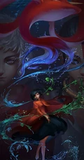 大鱼海棠精美插画美图2-美轮美奂的场景、画中人和鱼
