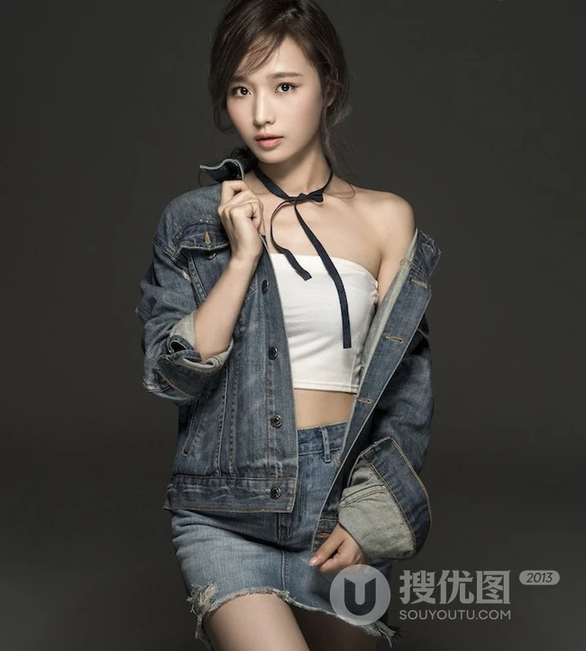 北影校花付乐莹气质帅气牛仔服、短裙、自拍美图