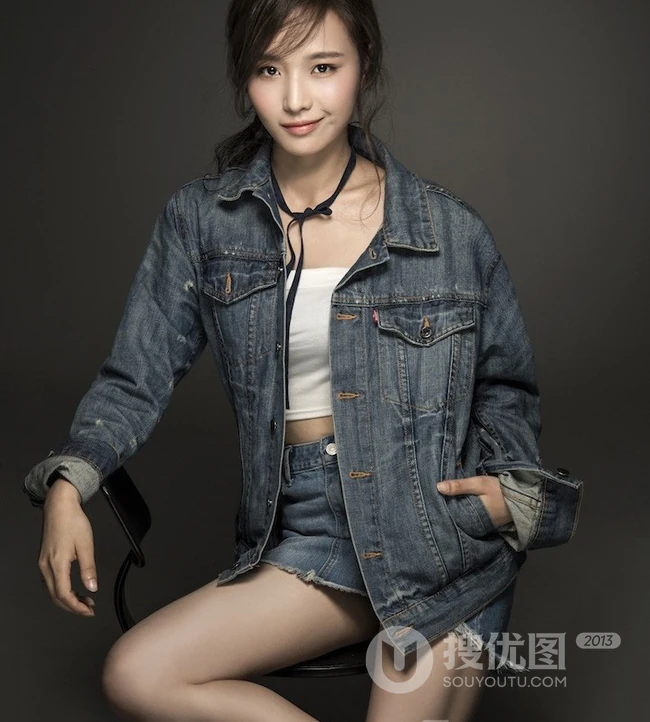 北影校花付乐莹气质帅气牛仔服、短裙、自拍美图