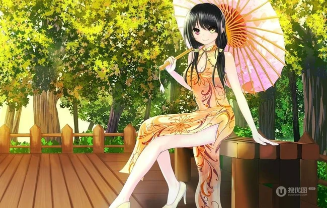 动漫旗袍少女图集，唯美如画般的古典气质
