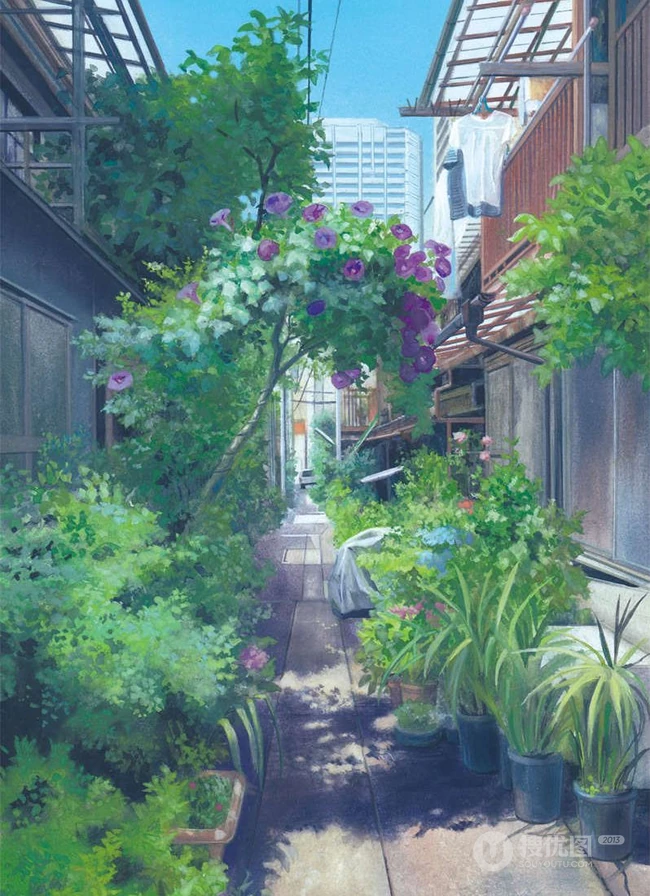 唯美二次元动漫场景图，那些城市背后的小巷场景