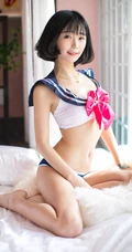 短发少女模特气质高清学生装家居服、蕾丝家居写真图片