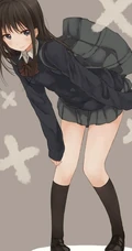 学院风动漫少女，线条感、袜装、以及可爱短裙哦