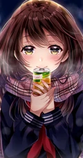 冬日暖心围巾动漫少女图片，冬天需要它的陪伴