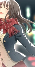 冬日暖心围巾动漫少女图片，冬天需要它的陪伴