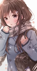 冬日暖心围巾动漫少女图片，冬天需要它的陪伴