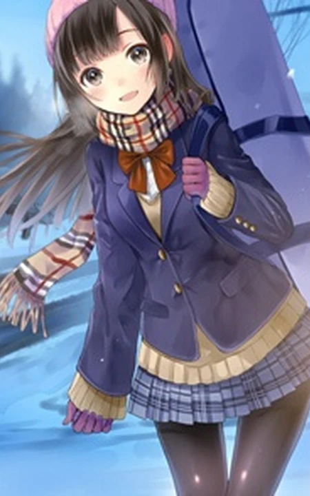 冬日暖心围巾动漫少女图片，冬天需要它的陪伴