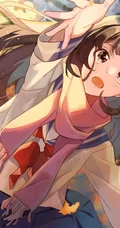 冬日暖心围巾动漫少女图片，冬天需要它的陪伴