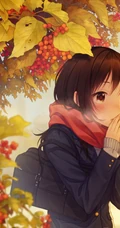 冬日暖心围巾动漫少女图片，冬天需要它的陪伴