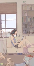 喜欢和猫咪在一起时的时光 唯美插画美图分享