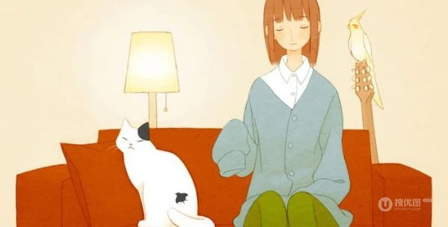 喜欢和猫咪在一起时的时光 唯美插画美图分享