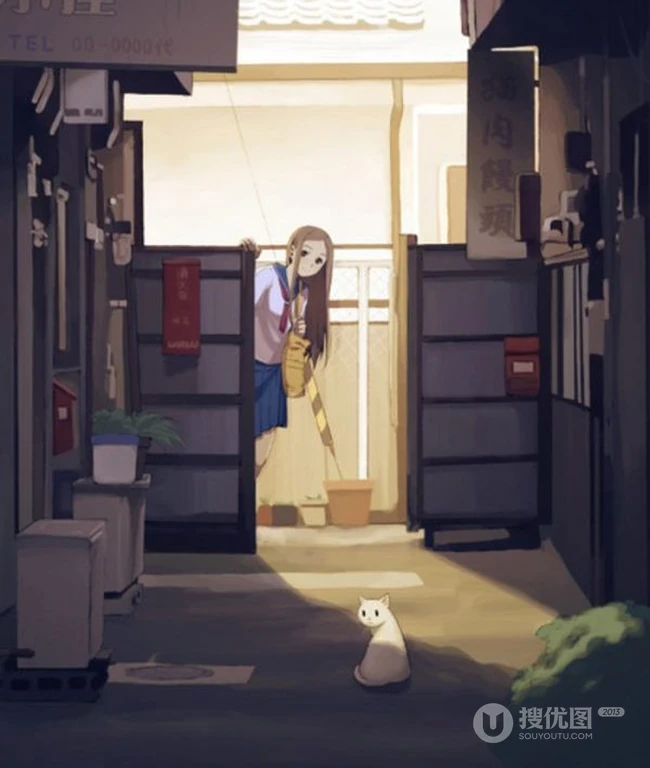 喜欢和猫咪在一起时的时光 唯美插画美图分享