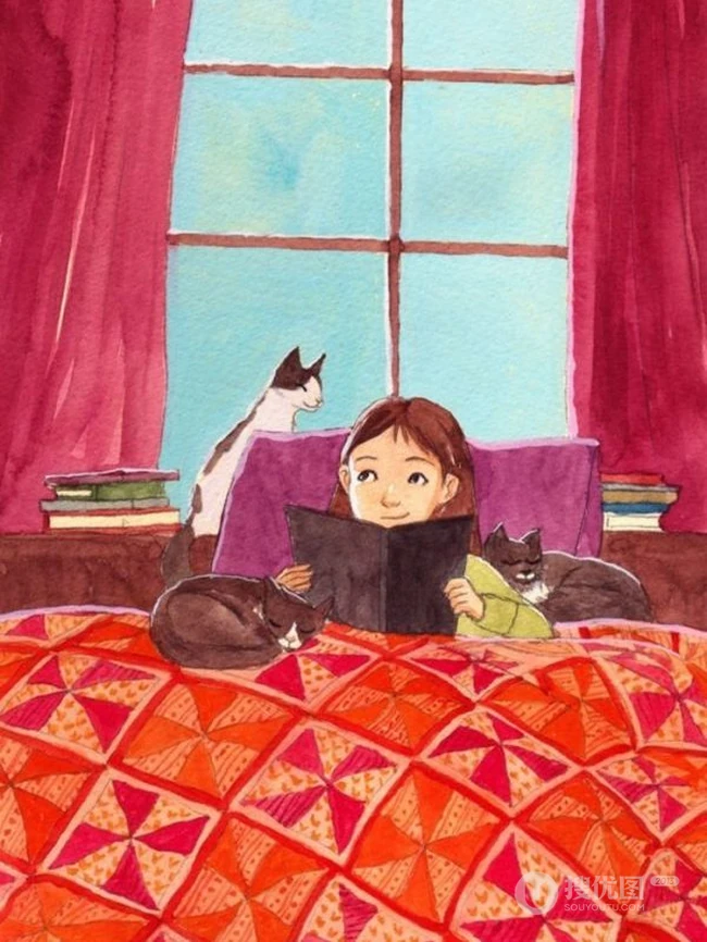 喜欢和猫咪在一起时的时光 唯美插画美图分享