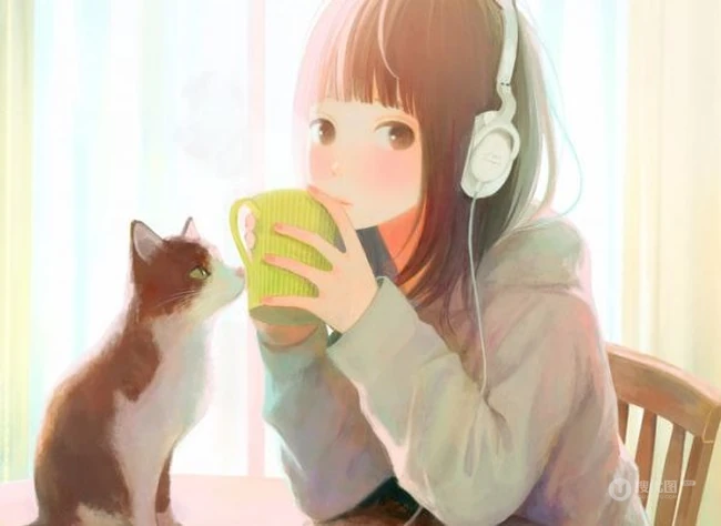 喜欢和猫咪在一起时的时光 唯美插画美图分享
