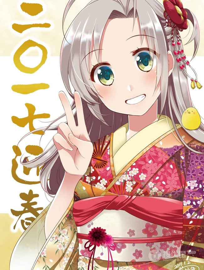 可爱动人穿和服的动漫少女图片