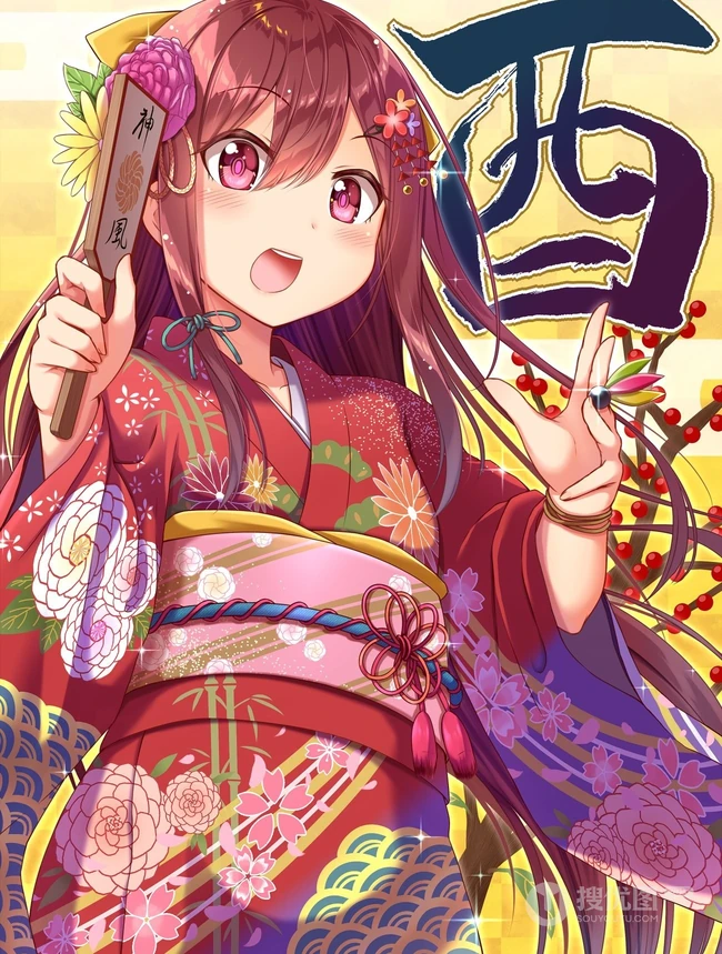 可爱动人穿和服的动漫少女图片