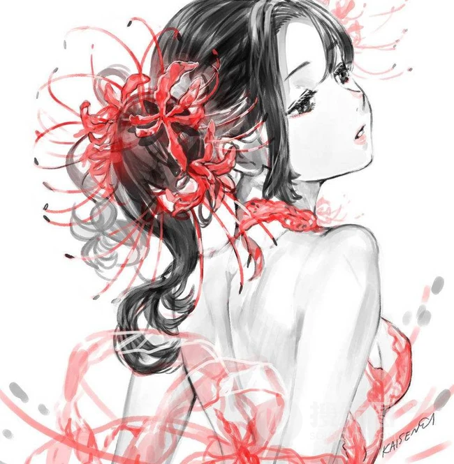 彼岸花动漫图片-彼岸花开无叶，彼岸叶生无花