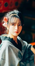 色彩浓郁，油画般的感觉，唯少女和服室内摄影写真