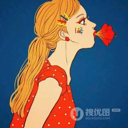 女生个性卡通类人物头像，简约素描风格清爽个性