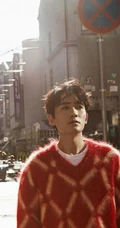 男明星朱一龙户外游玩写真，发型蓬松略显忧郁