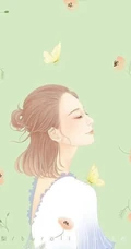 戴花的露肩装女人手绘美图，美美的感觉很仙女