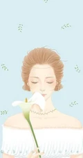戴花的露肩装女人手绘美图，美美的感觉很仙女