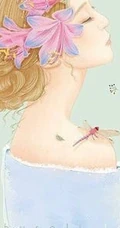 戴花的露肩装女人手绘美图，美美的感觉很仙女