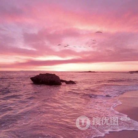 夕阳夕照下的海水，海潮，海边唯美风景微信头像
