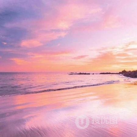 夕阳夕照下的海水，海潮，海边唯美风景微信头像