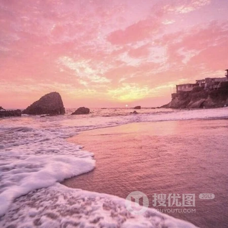 夕阳夕照下的海水，海潮，海边唯美风景微信头像